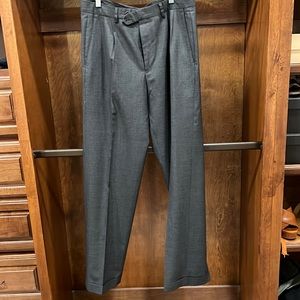 Three pair of Ralph Lauren slacks in good condition. Two grey, one dark brown